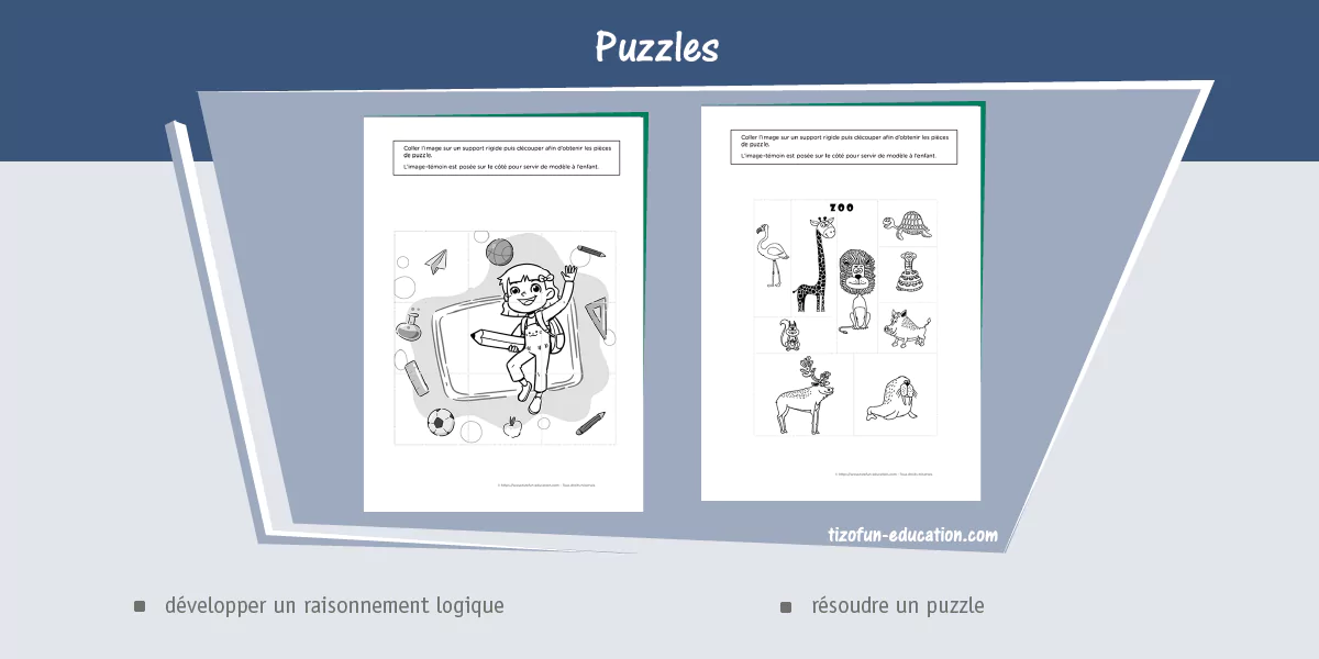 exercices sur les puzzles en petite section de maternelle - jeu puzzles 3 à 4 ans