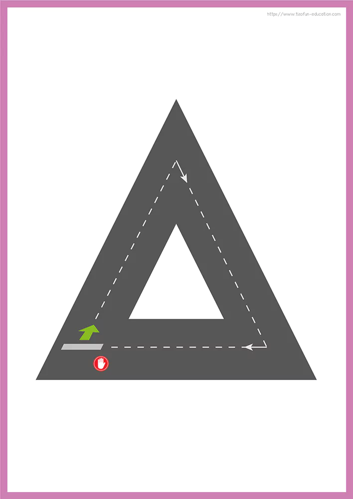 piste graphique pour s'exercer sur le triangle en maternelle