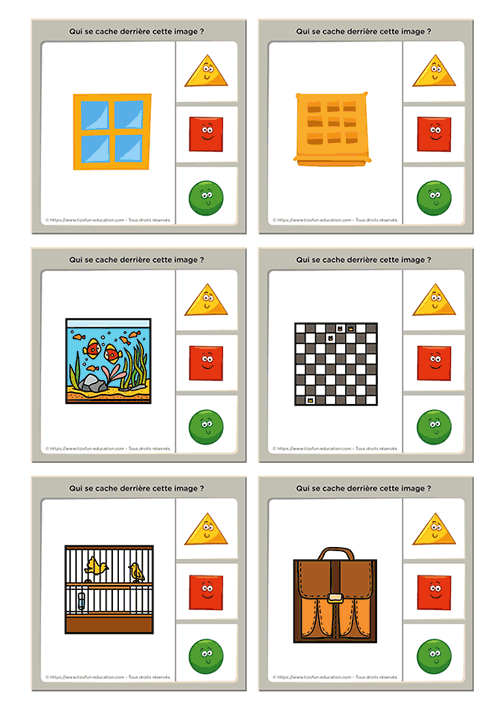 cartes à imprimer pour identifier les formes géométrique - identifier et nommer le carré