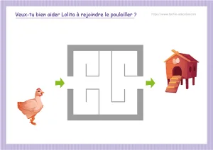 labyrinthe simple de forme carré à résoudre en maternelle ps