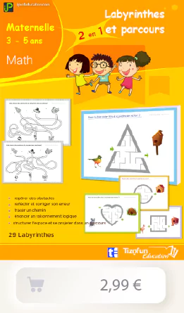 exercices, fiches, jeux de labyrinthes et parcours logiques pour les enfants en maternelle petite section