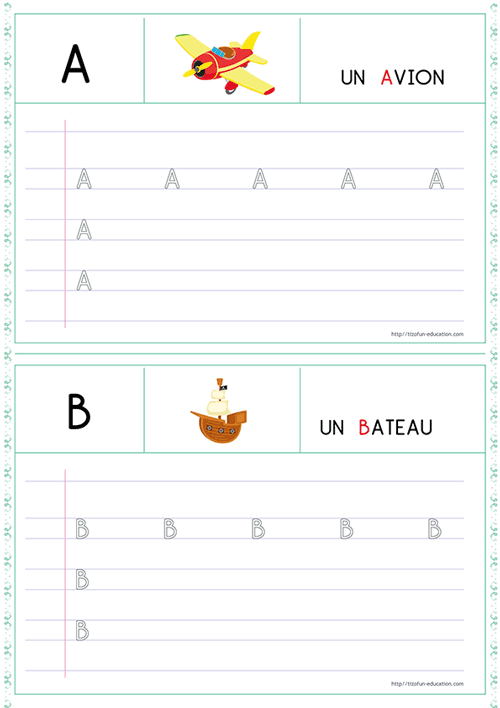 Tracer les lettres capitales en MS – Écrire les Lettres A et B