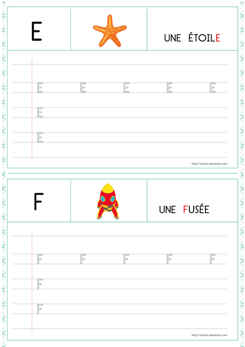 Tracer les lettres capitales en MS – Écrire les lettres E et F