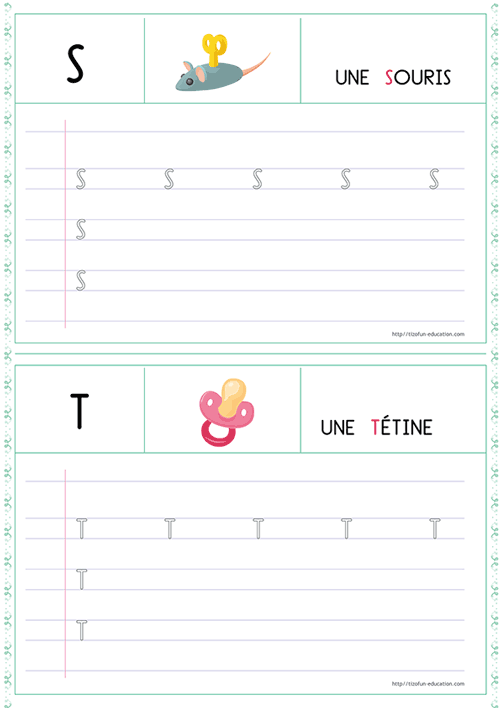 Écrire les majuscules d’imprimerie en Moyenne Section – Écriture des lettres S et T