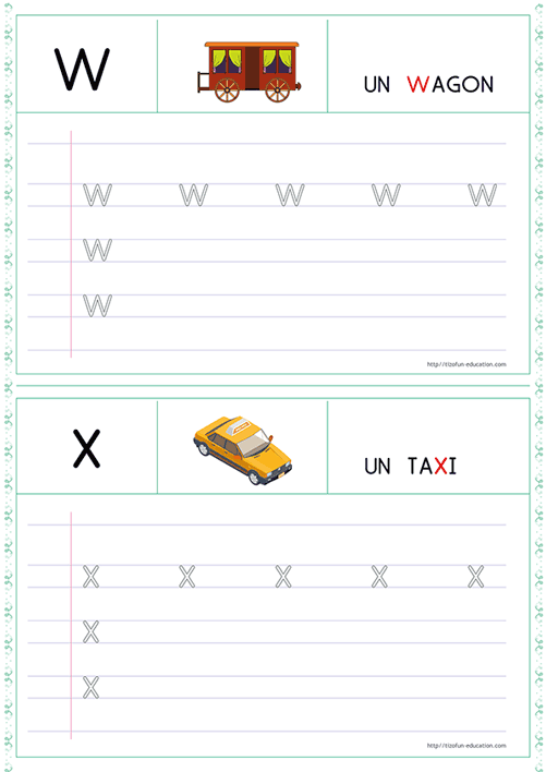 Tracer les lettres capitales en MS – Écrire les Lettres W et X