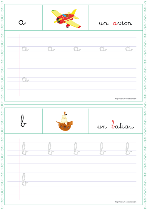 Tracer les lettres a et b cursives en Maternelle – Écriture des minuscules cursives a et b en MS GS