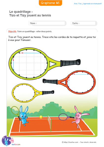 apprendre le quadrillage avec une exercice de graphisme ms gs pour lacer une raquette de tennis