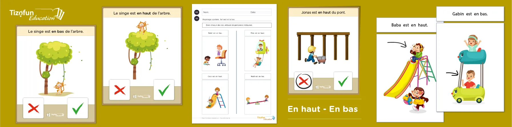 Exercices sur les Positions Haut et Bas : Jeux de Vocabulaire Spatial pour la Maternelle