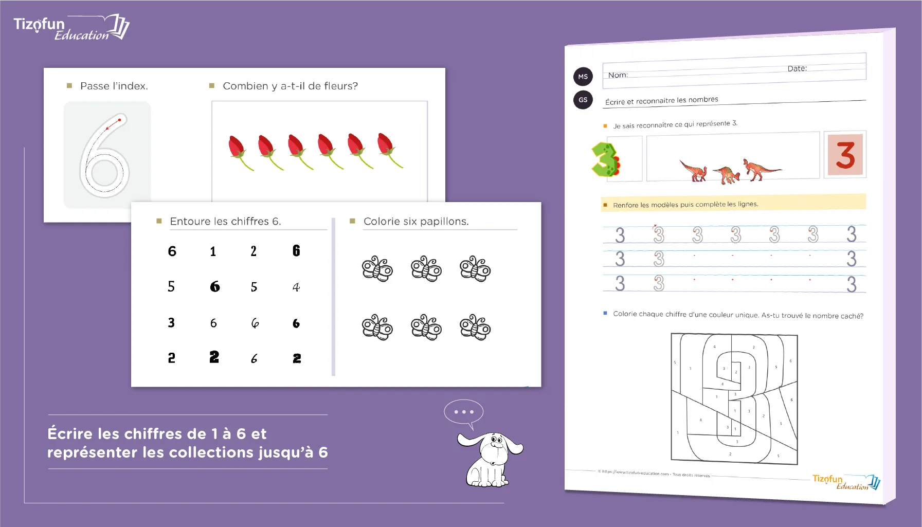 Comment Écrire les Chiffres de 1 à 6 : Activités Ludiques Maternelle MS GS - Représentation du nombre jusqu'à 6