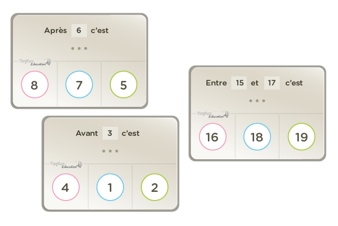 Cartes memory ou flashcards pour apprendre la suite des nombres de 1 à 20 - Cartes à tâches pour dire ce qui vient avant après entre les nombres