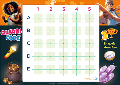 Tableau du Jeu de Repérage sur Quadrillage QUADRICODE-1 : Se Repérer Grâce aux Coordonnées