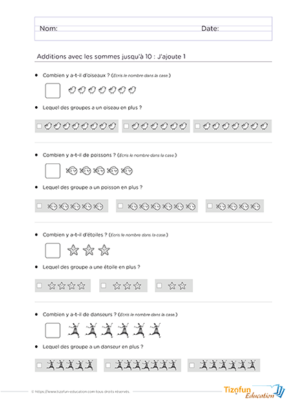 exercice pour apprendre à se déplacer d'une unité sur la bande numérique