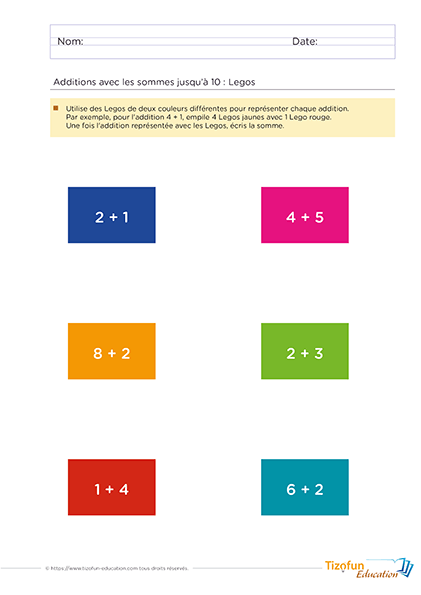 support de math pour additionner en empilant les lego - math interactif et amusant