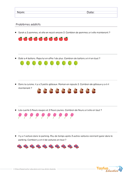 Exercices d'addition PDF à imprimer pour les enfants