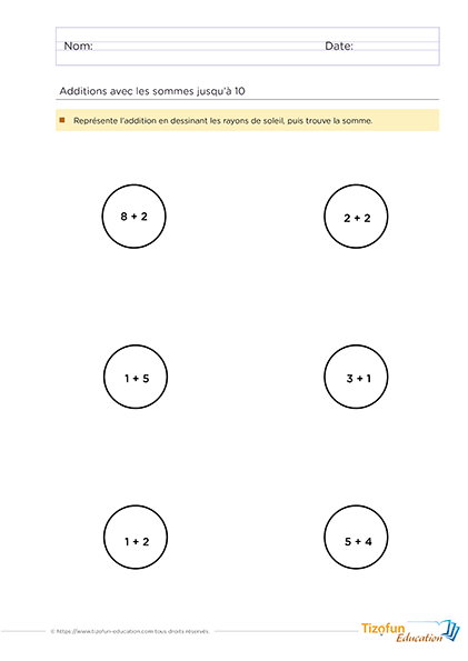 Fiche d'activité maternelle et CP pour introduire l'addition en s'amusant.