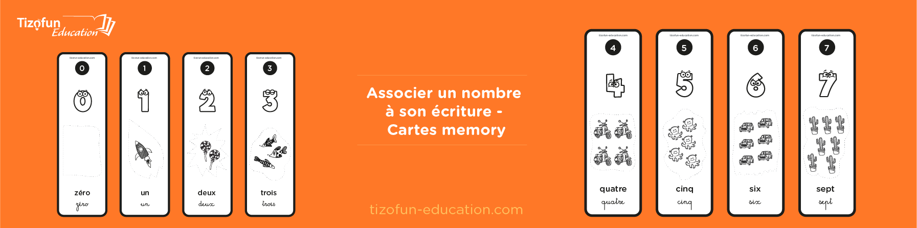 Cartes memory pour apprendre les nombres de 1 à 10 en maternelle - flashcards des nombres jusqu'à 10