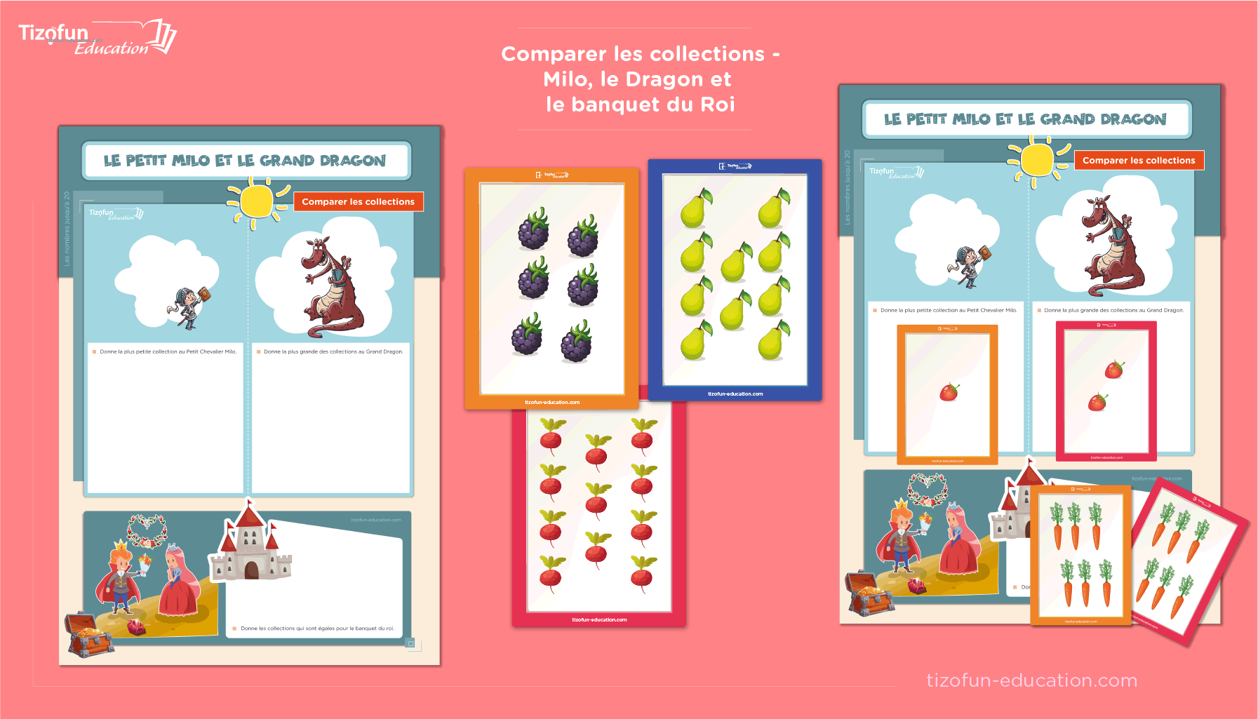 Apprendre à Comparer les Collections avec Milo et le Dragon - Identifier ce qui est plus gand, plus petit ou égal