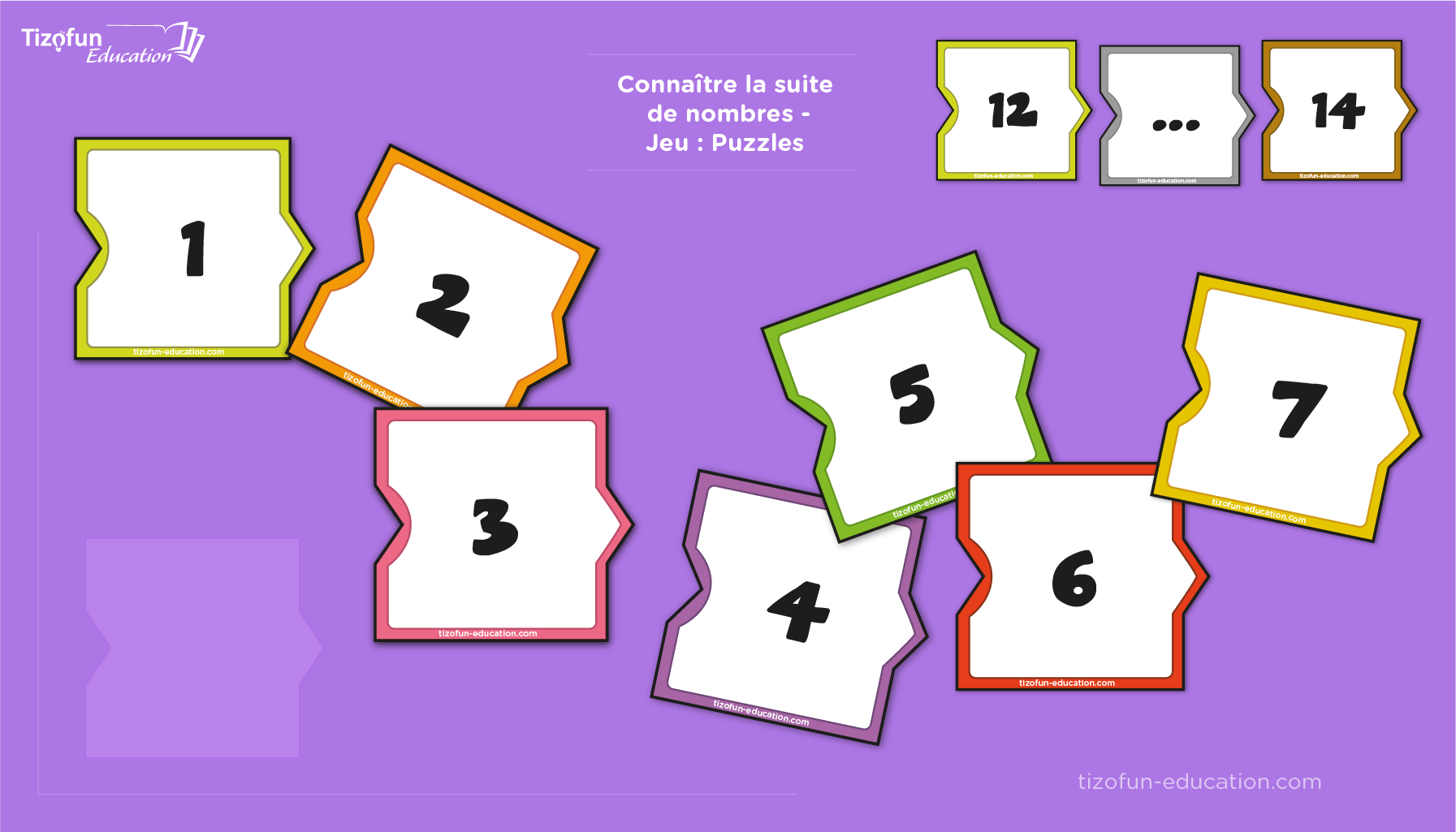 Jeux de puzzle pour apprendre la suite des nombres aux enfants