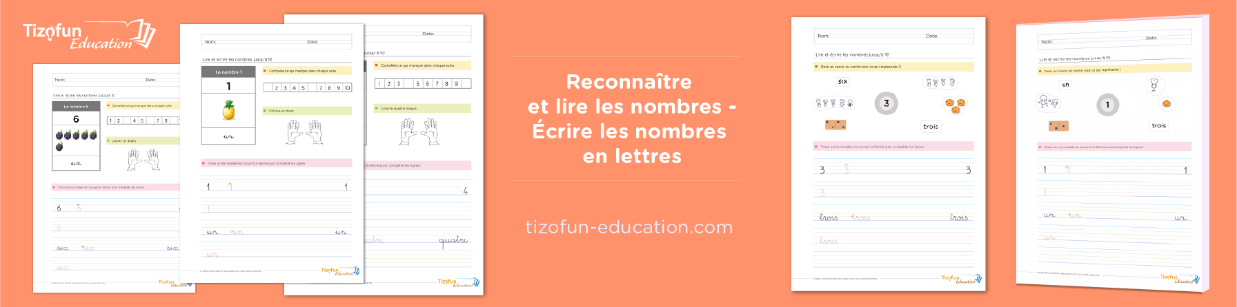 Exercices pour Lire et Écrire les Nombres de 1 à 10 - compléter la suite des nombres et identifier les écritures des nombres