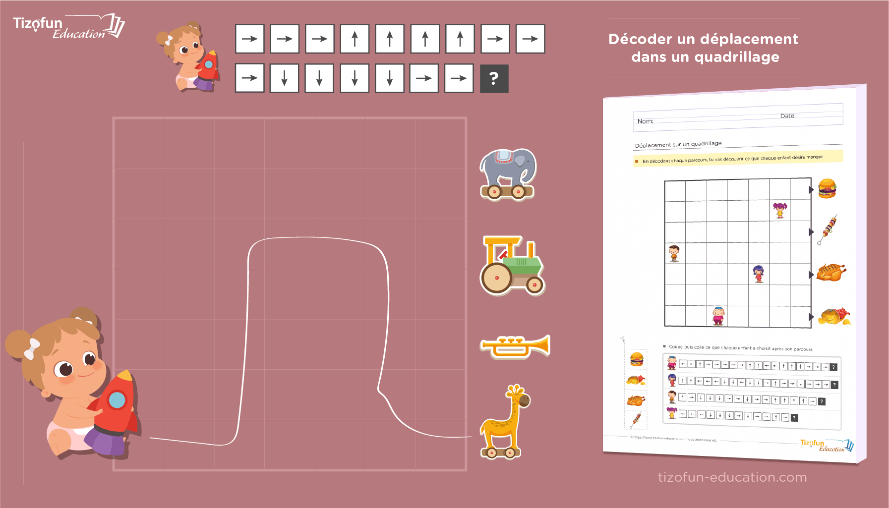 Exercices de déplacement sur quadrillage GS CP : Jeux et activités pour enfants