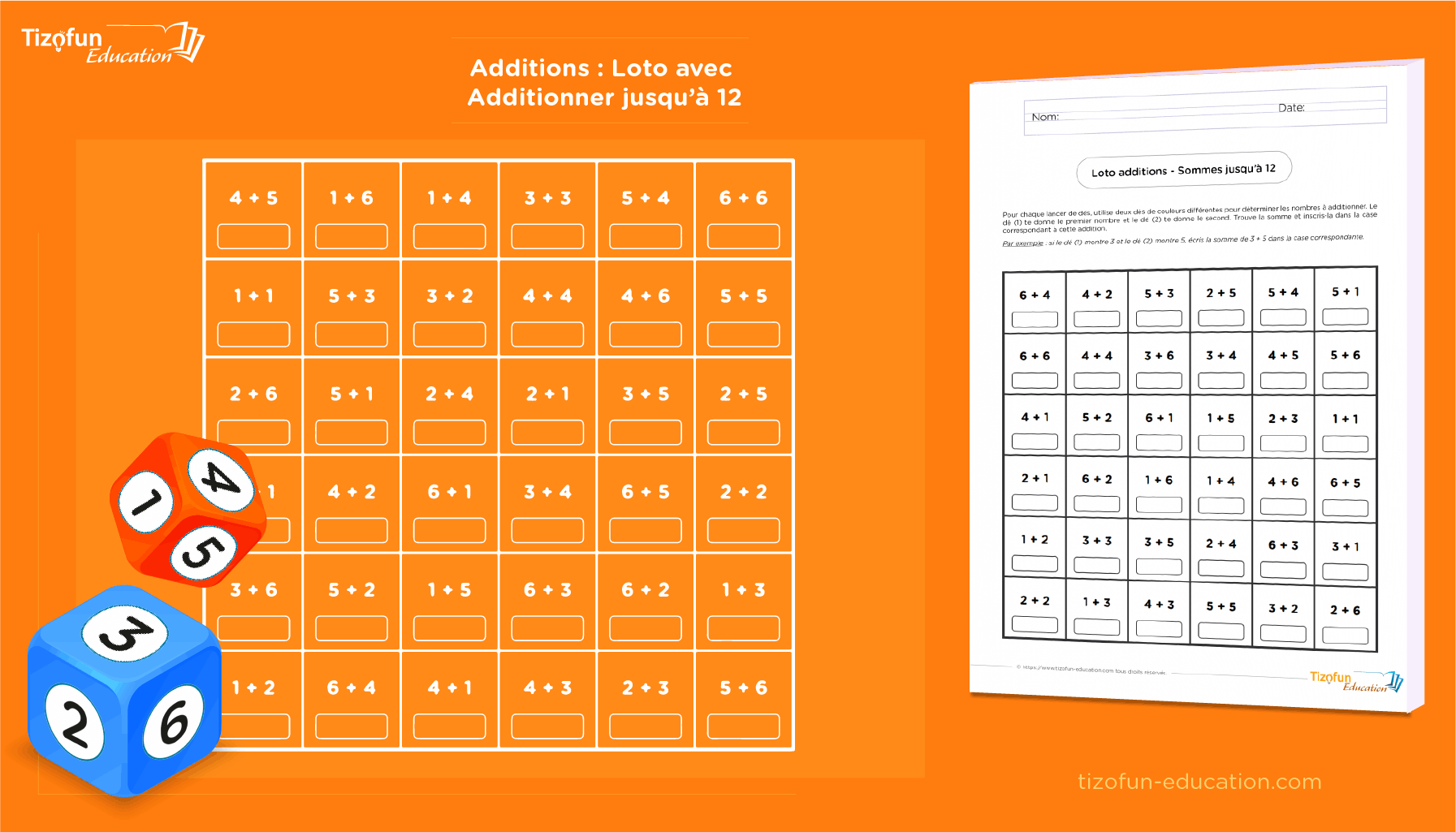 Loto additions PDF à imprimer : Ressources gratuites pour la classe