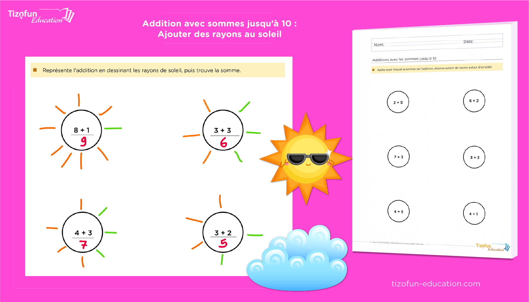 Fiches d'exercices d'addition pour enfants GS et CP à imprimer