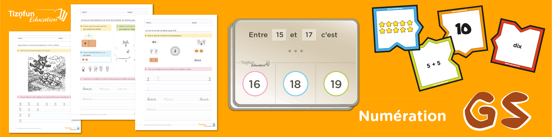 Les enfants apprennent les nombres en petite section - exercices de numération de 1 à 5