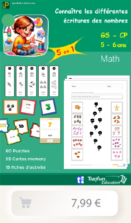 Kit exercices maternelle et CP pour apprendre les nombres et leurs écritures (quantités, chiffres, lettres) aux enfants