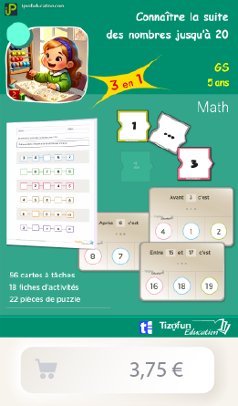 Kit d'outils pédagogique pour s'exercer sur la suite des nombres jusqu'à 20 en Maternelle et CP