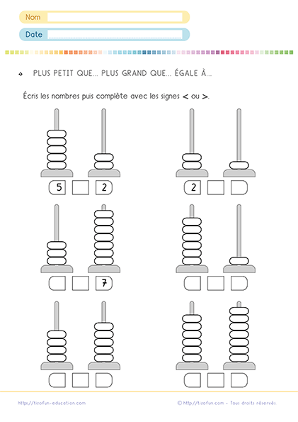 Initiation aux signes de comparaison mathématiques (, =) dès le CP