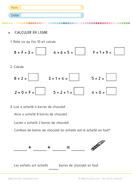 Exercices de calcul en ligne pour le CP et CE1