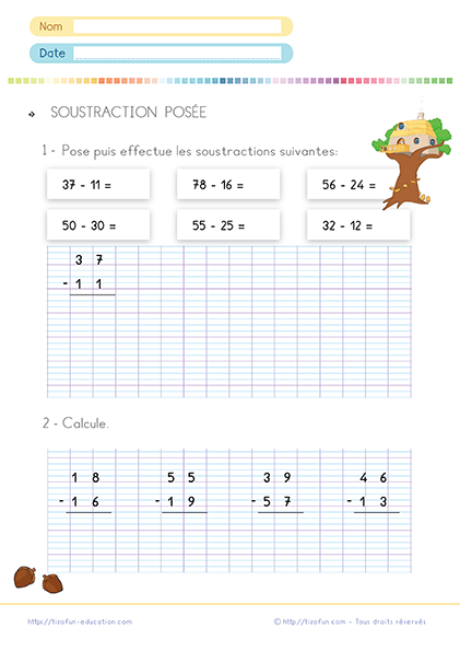 Comment apprendre la soustraction posée aux enfants - fiche pratique pour le CP et CE1