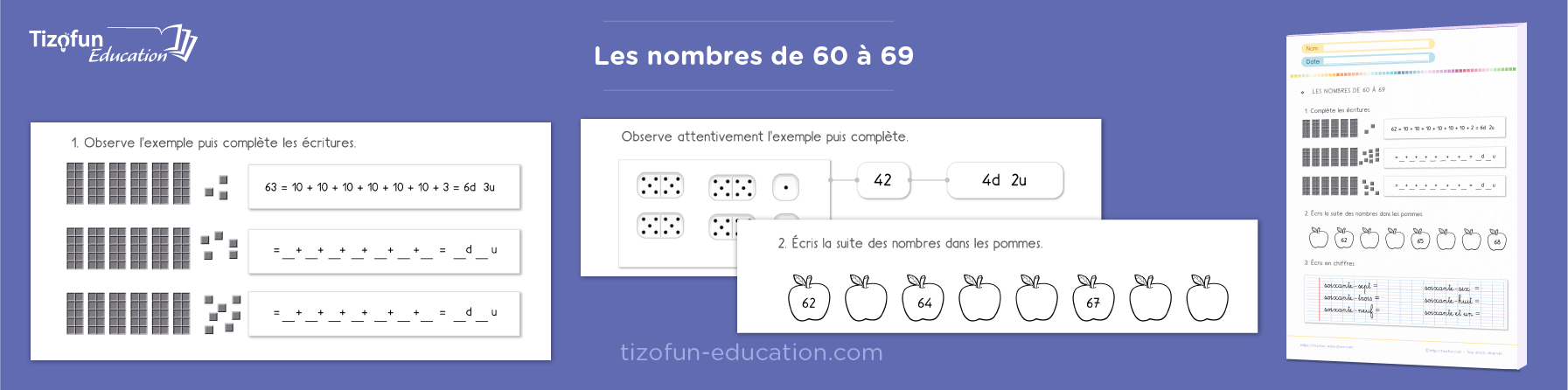 Apprendre les nombres de 60 à 69 au CP : activités ludiques et exercices