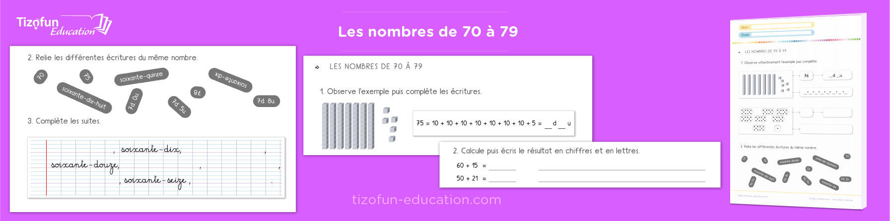 Des exercices ludiques pour apprendre les nombres de 70 à 79 en primaire - Activités prisées pour le CP et CE1