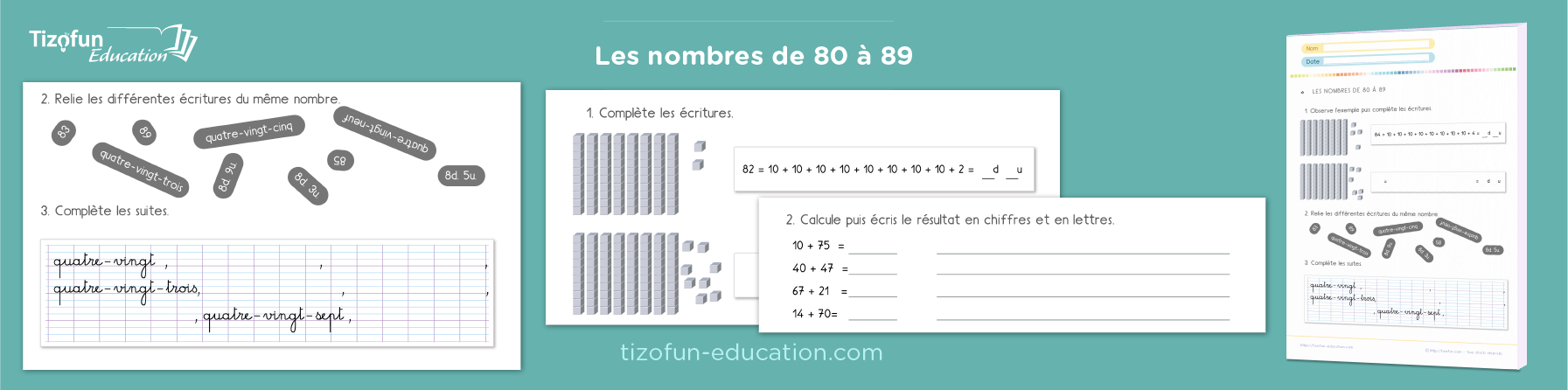 Apprendre les nombres de 80 à 89 au CP et CE1 - Exercices ludiques et jeux interactifs