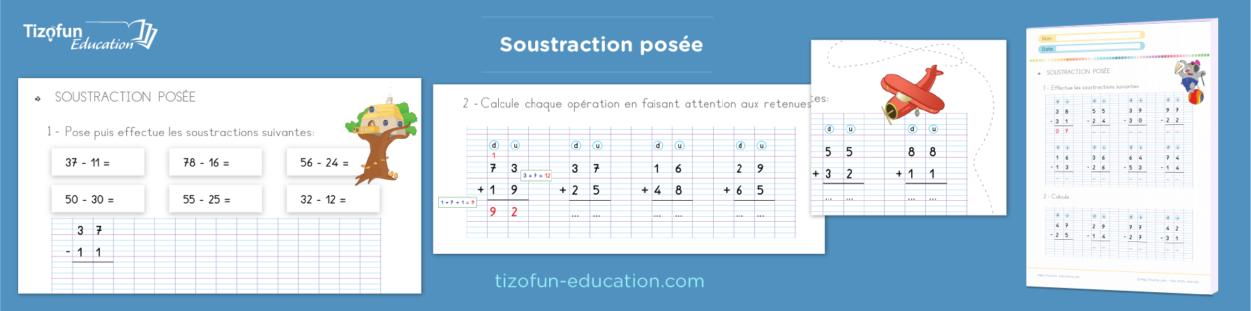 Exercices et astuces pour apprendre la soustraction posée avec et sans retenue au CP et CE1