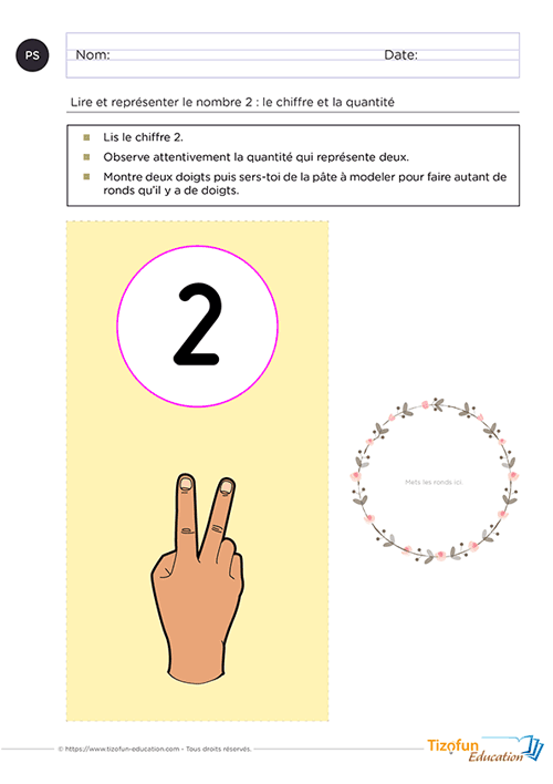 Activité nombre 2 en Petite Section avec pâte à modeler.