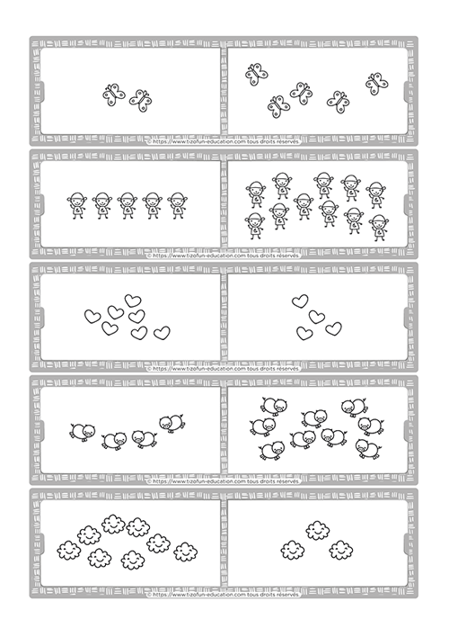 Jeu mémoire PS peu ou beaucoup comparer quantités.