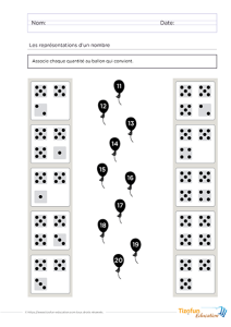 Exercice de dénombrement 11 à 20 en GS : associer des constellations de dés aux nombres
