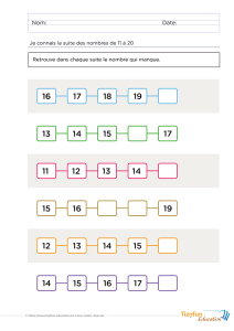 Compléter les suites des nombres de 11 à 20 en GS avec des nombres manquants