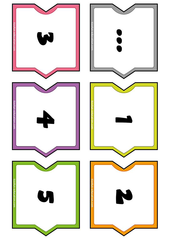 Deuxième planche de cartes puzzles de 6 à 10 pour poursuivre le jeu de suite numérique en Maternelle MS et GS grâce à des pièces à assembler.