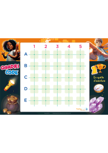 Jeu de repérage sur quadrillage à imprimer GS CP : Quadricode en quête d’aventure