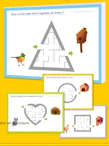 Labyrinthes sur les formes géométriques en maternelle pour développer le repérage spatial