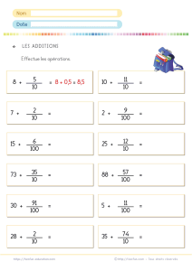 Additionner un entier et une fraction décimale : exercices CM2 et 6ème