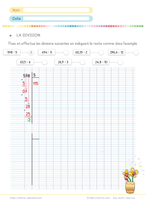 Poser et effectuer une division avec reste : exercices CM2 et 6ème