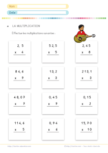 Multiplier un nombre décimal par un entier CM1 6e : exercices posés à imprimer