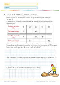 Exercice proportionnalité règle de trois CM1 6e : tableaux et problème de chantier