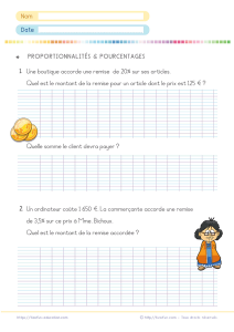 Problème de pourcentage et proportionnalité CM1 6e : remises commerciales à calculer