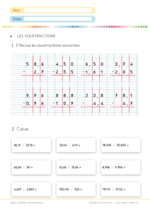 Soustraction nombres décimaux CM1 6e : exercices posés et calculs en ligne