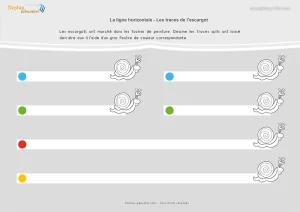 Graphisme ligne horizontale en maternelle : retrouver les traces des escargots